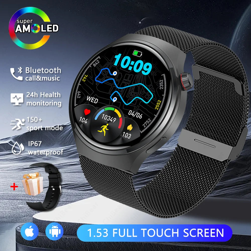 2025 New Upgrad Watch 4 Pro GPS Tacking Smart Watch Men Bluetooth Call 1.53 INCH Sports Bracelet IP68 Waterproof Smartwatches