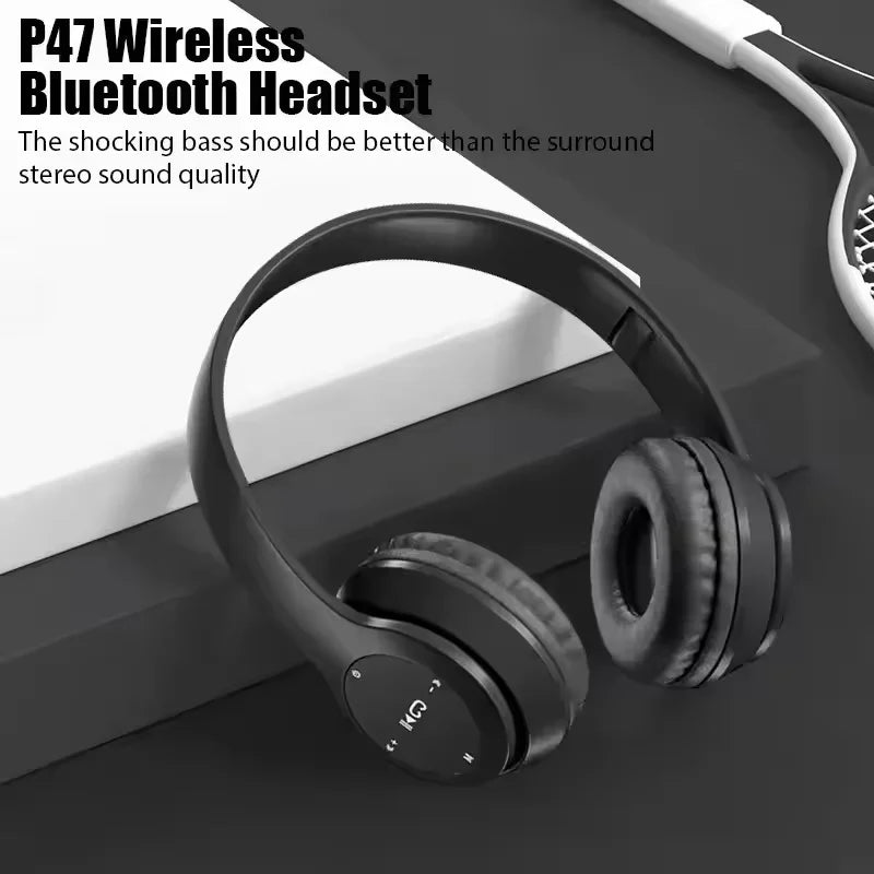 2026 New Wireless Bluetooth Over-Ear Stereo Headphones P47 Foldable Wireless Sports Gaming Headset Compatible for iPhone Xiaomi