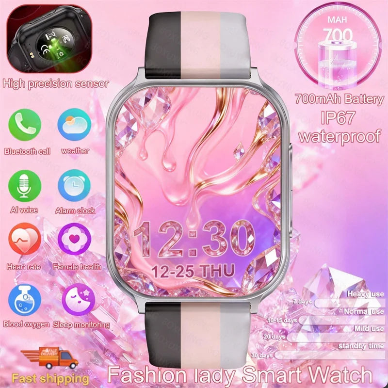 New Fashion Women 700mAh Lady fashion Smart Watch Men Heart Rate Blood oxygen Fitness Tracker Bluetooth Call Smartwatch Man