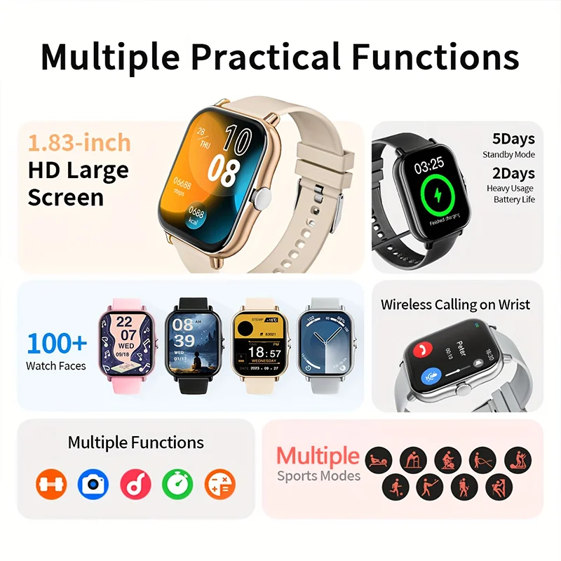 LAXASFIT 2025 New Smart Watch Bluetooth Call Message Reminder Man Woman Gift Full Touch Screen Sports Fitness Smart Watch