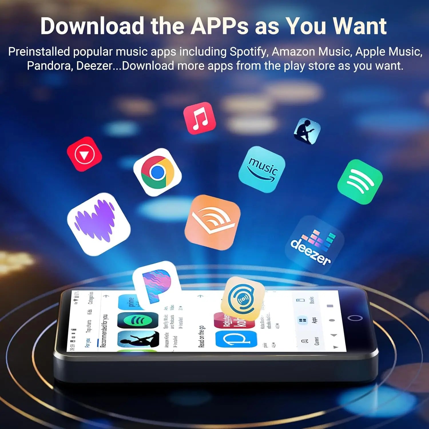 160GB（128+32GB) MP3 Player with Bluetooth and WiFi, MECHEN Android 13 OS MP3 & MP4 Players with 4" Touchscreen and Speaker