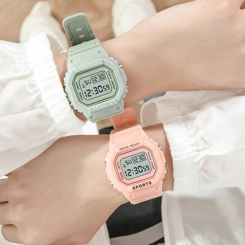 Sports Watch Boys Girls Student LED Electronic Watch Colorful Men Women Square Digital Watches Waterproof Rubber Clock