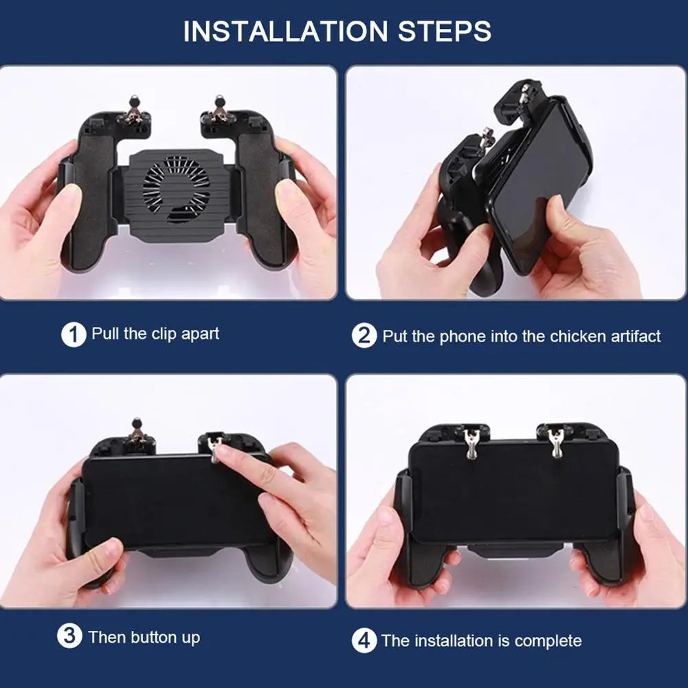 H5 Hand Grip Mobile Phone Gamepad Mobile Phone Joystick Hand Grip Fire Aim Key With Cooling Fan for Mobile Phone PUBG