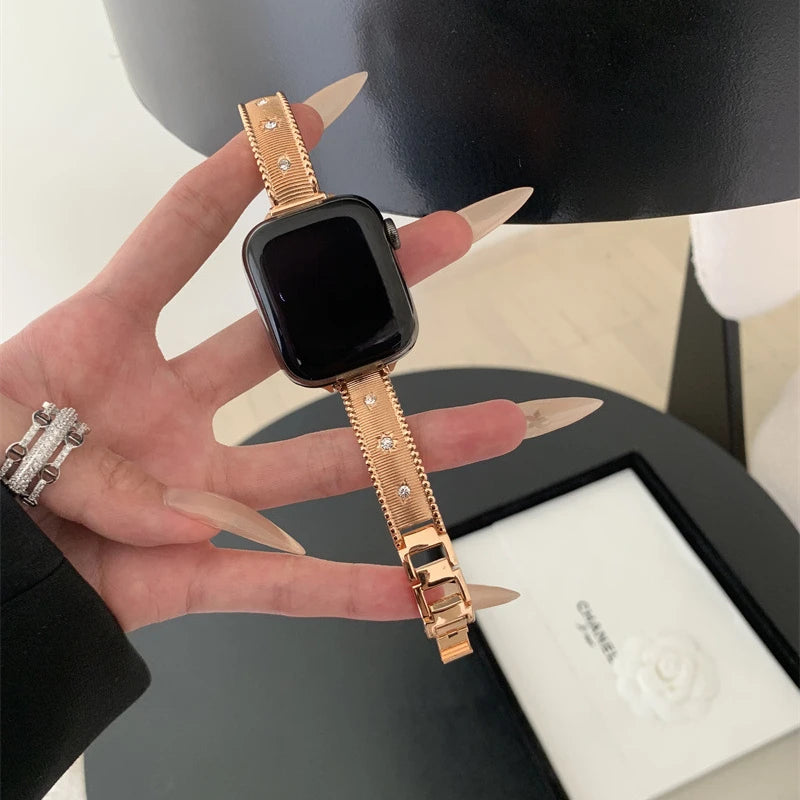 Luxury Diamond Band For Apple Watch Series SE 10 9 8 7 6 5 4 Metal Bracelet For iWatch Strap 38mm 40 41 42 44 45 46 Ultra 49mm