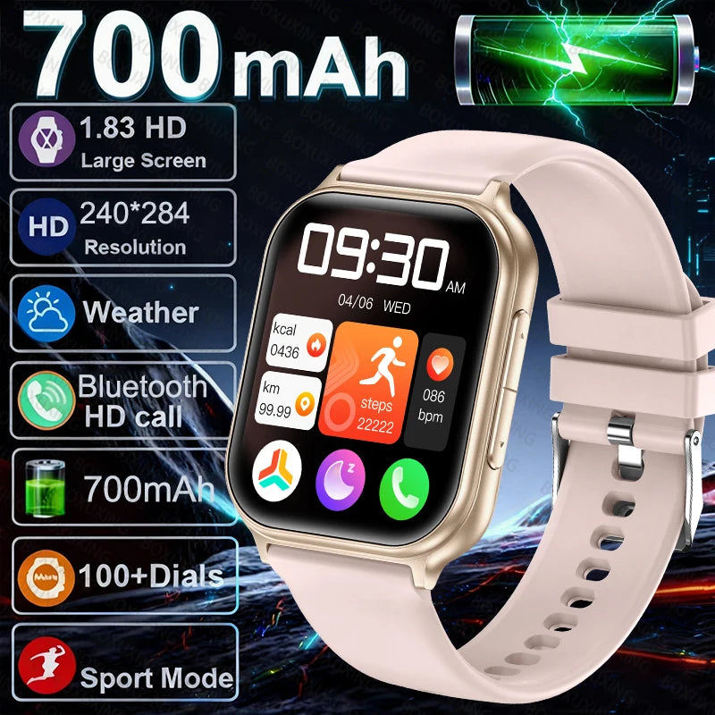 New Fashion Women 700mAh Lady fashion Smart Watch Men Heart Rate Blood oxygen Fitness Tracker Bluetooth Call Smartwatch Man