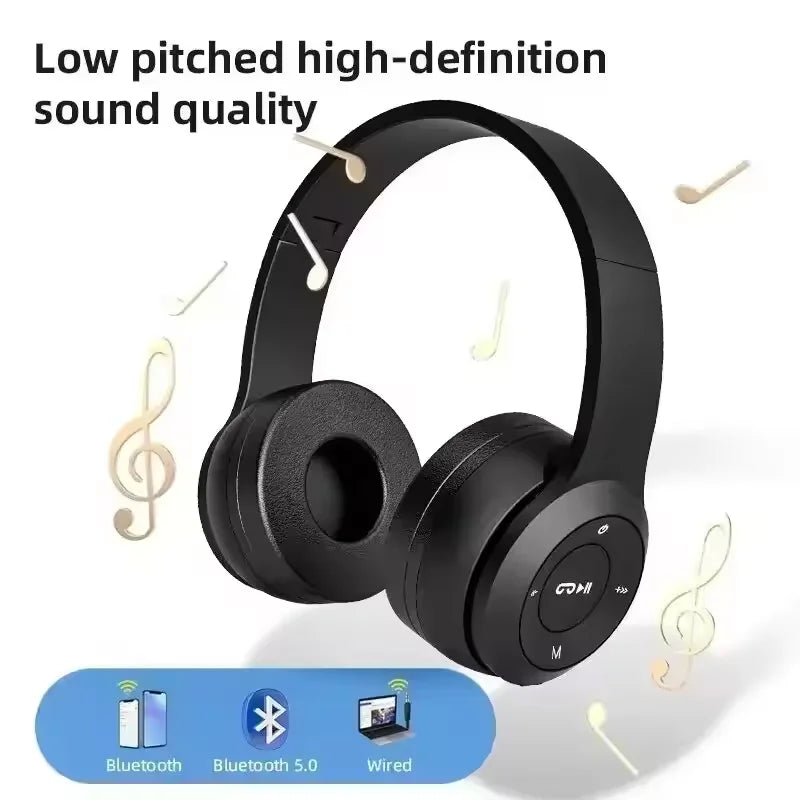 2026 New Wireless Bluetooth Over-Ear Stereo Headphones P47 Foldable Wireless Sports Gaming Headset Compatible for iPhone Xiaomi